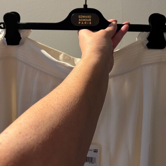 Edward Achour Paris Knee Length Chiffon Pleated Skirt - Ivory sz 46 - Picture 11 of 14